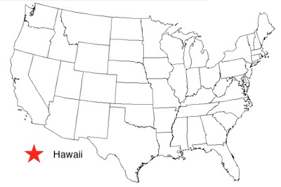 Outline map of Hawaii.