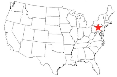 Outline map of Pennsylvania.