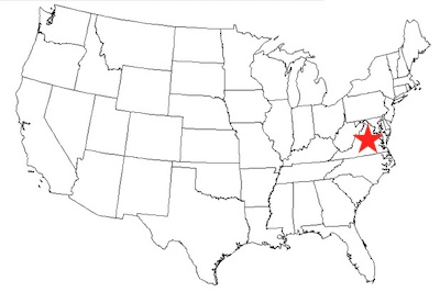 Outline map of Virginia.