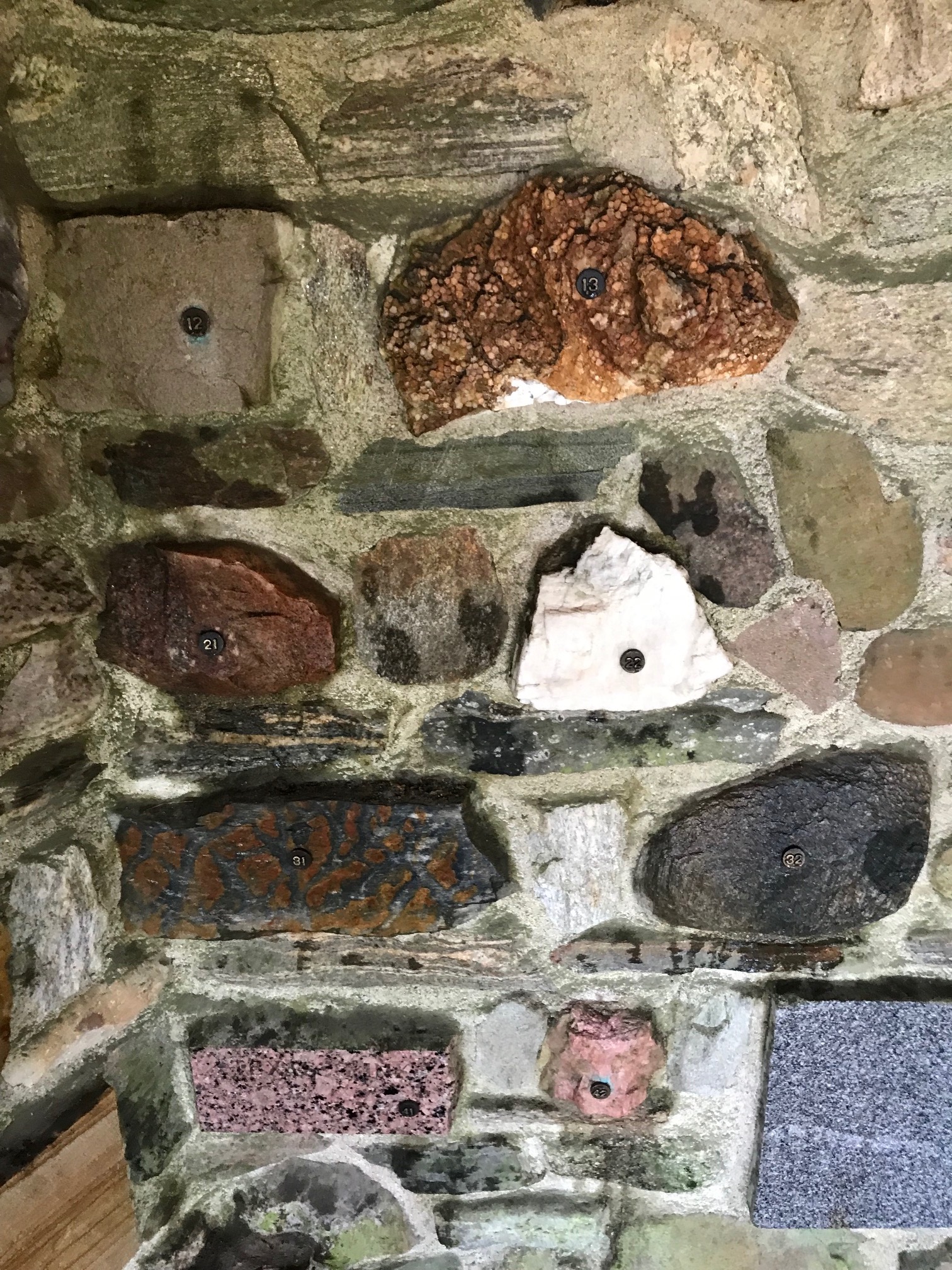 Stones on wall.