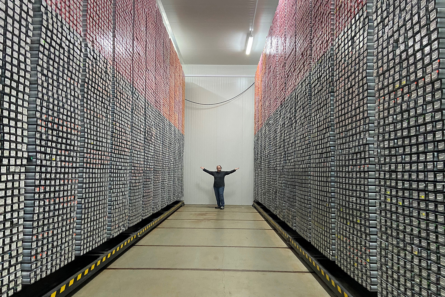 Tracy in one of the bays of the refrigerated core repository